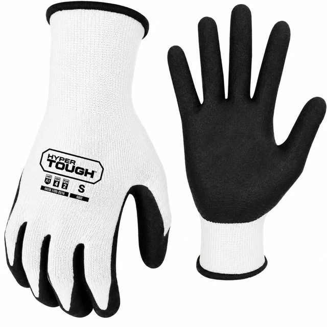 Main image of Hyper Tough Performance Grip Gloves, ANSI Cut Resistant, Nitrile, Nylon, Spandex, White, Small