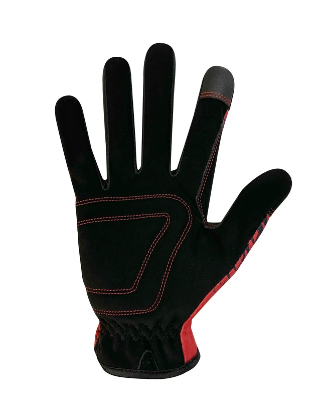 Alt view image 5 of 6 - Hyper Tough All Purpose Performance Work Gloves, Synthetic Leather, Black/Red, Adult Unisex, Medium