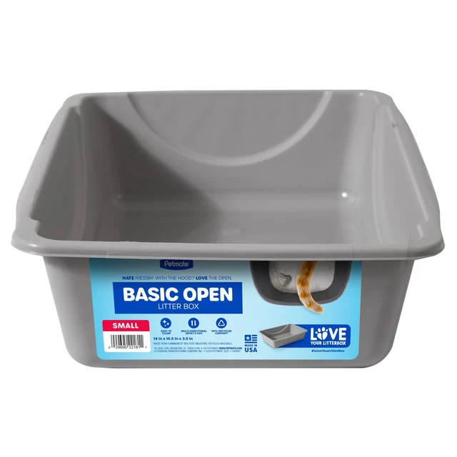 Alt view image 6 of 6 - Petmate Basic Open Cat Litter Pan, Plastic, Small, 14" L, Assorted, 1-Pack