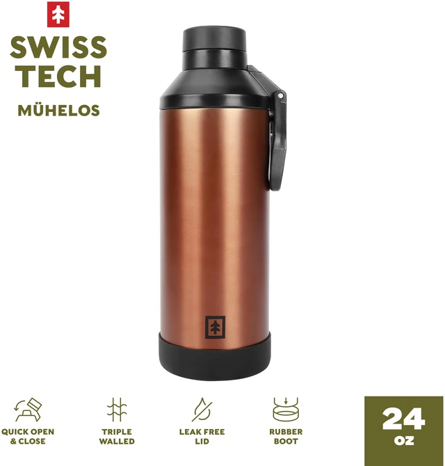 Main image of Swiss Tech Muhelos 24oz Bronze Leak-Proof Double-Wall Water Bottle