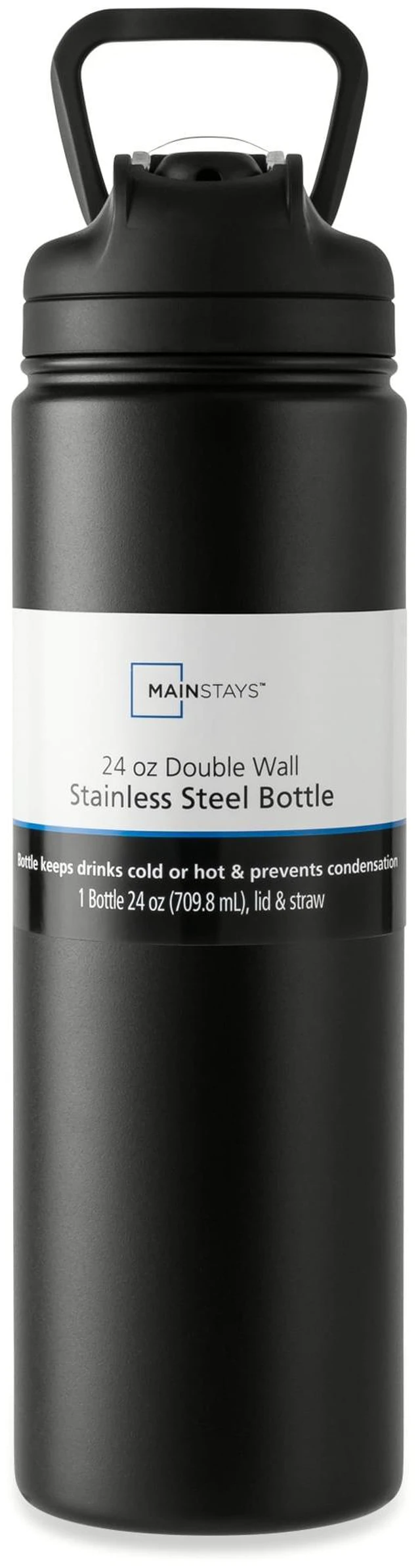 Alt view image 6 of 6 - Mainstays 24oz Stainless Steel Sip Water Bottle, Black
