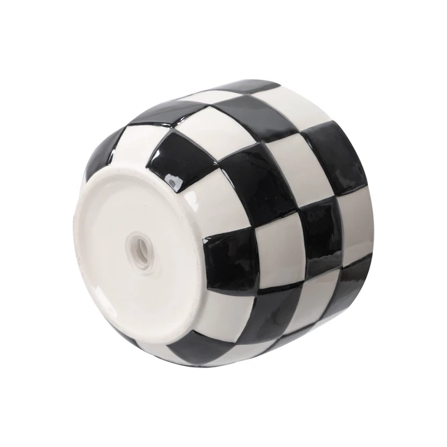 Alt view image 6 of 6 - Mainstays Lennon Round Black Checkered Ceramic Planter