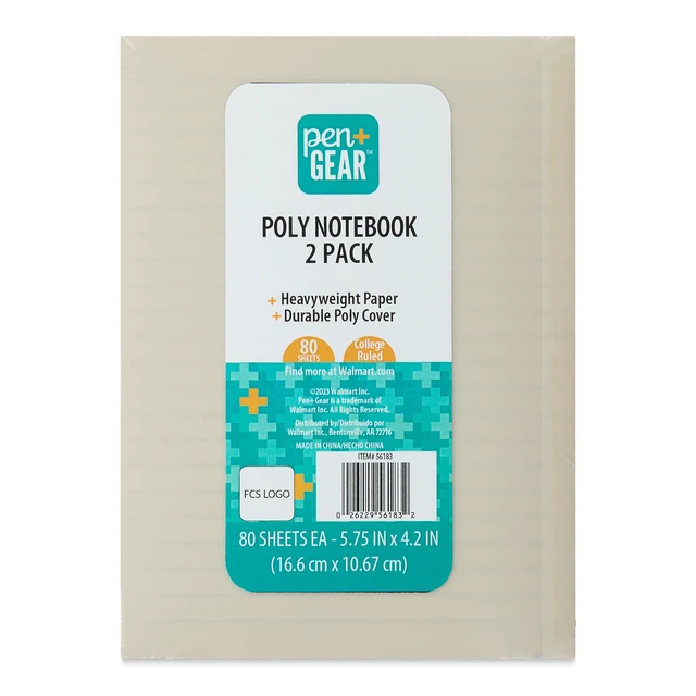 Alt view image 2 of 4 - Pen+Gear Poly Notebooks, 5.75in x 4.2in, 80 Ruled Pages, Black & White, 2-Pack