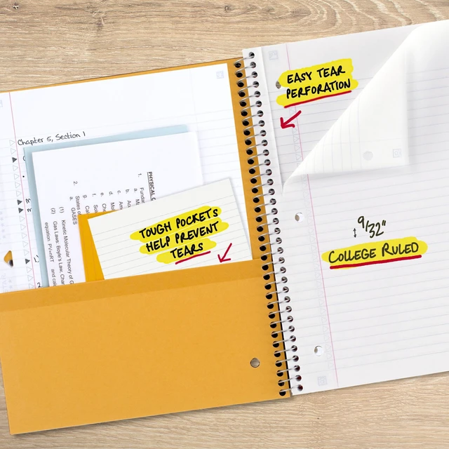 Alt view image 4 of 5 - Five Star Spiral Notebook Plus Study App 5 Subject College Ruled 8.5x11 Sky