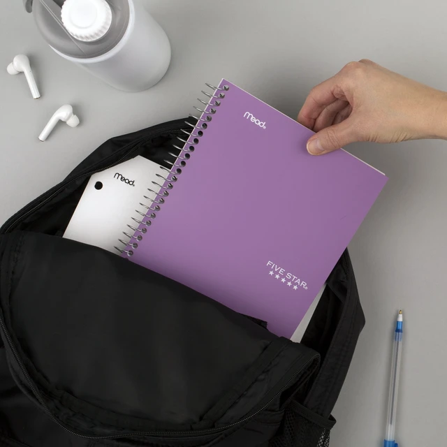 Alt view image 4 of 7 - Five Star Spiral Notebook, 2 Subject, College Ruled, 6" x 9.5", 3 Pack, Amethyst Purple