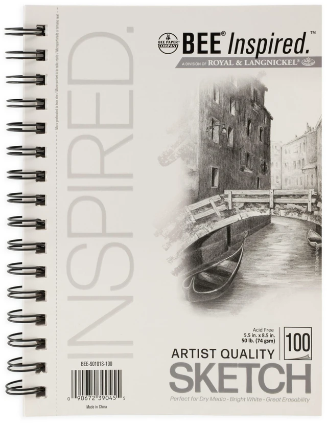 Main image of Bee Paper Bee Inspired Sketching Paper Pad, 5.5"x8.5", 100 Sheets, Side Wire, 50lb, 74GSM
