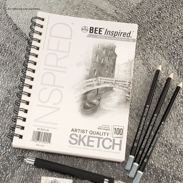 Alt view image 3 of 6 - Bee Paper Bee Inspired Sketching Paper Pad, 5.5"x8.5", 100 Sheets, Side Wire, 50lb, 74GSM