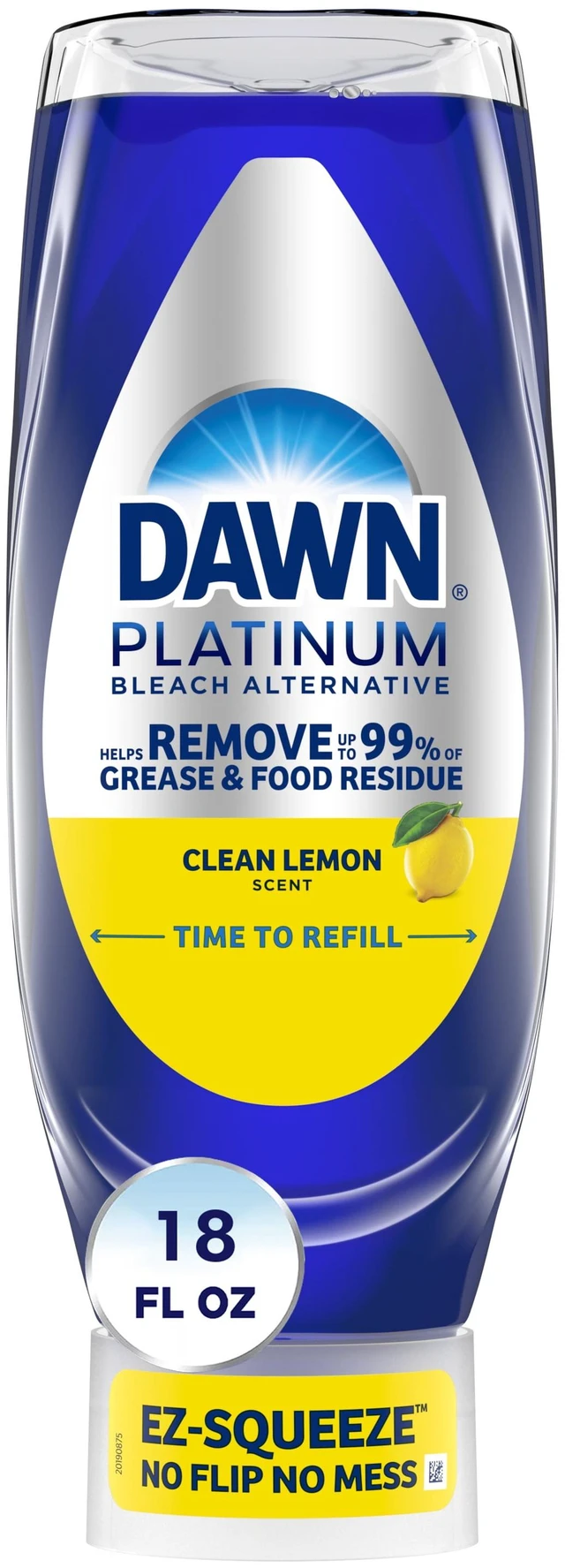 Main image of Dawn Platinum Bleach Alternative EZ-Squeeze Dish Soap, Clean Lemon, 18fl oz