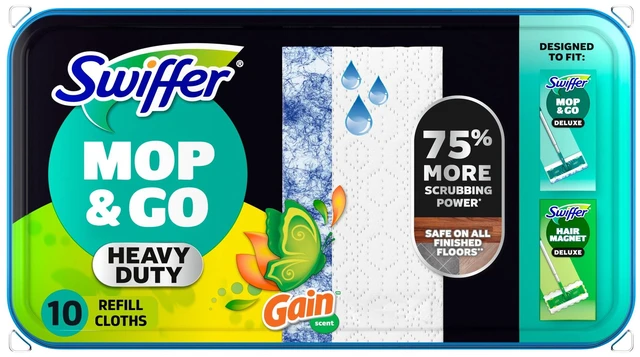 Main image of Swiffer Mop & Go Heavy Duty Wet Refills, Gain, 10 Count