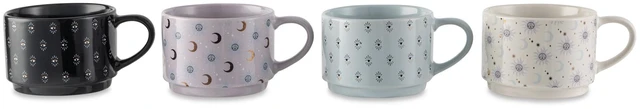 Alt view image 2 of 6 - Thyme & Table 4 Pack Stacking Celestial Mugs, Assorted Colors, 11.1 fl oz, Stoneware