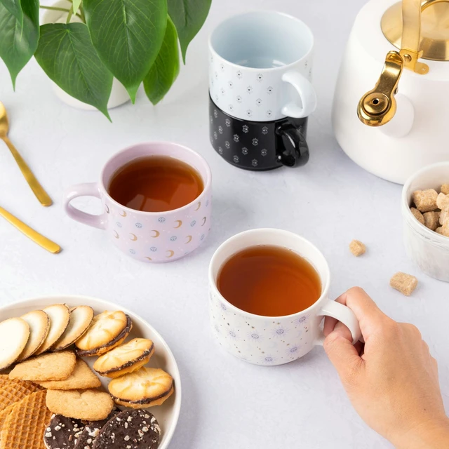 Alt view image 3 of 6 - Thyme & Table 4 Pack Stacking Celestial Mugs, Assorted Colors, 11.1 fl oz, Stoneware