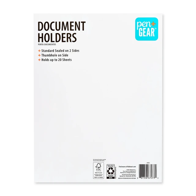 Alt view image 6 of 7 - Pen+Gear Document Holders, Letter Size, Clear, 3 Pack of 5 Count