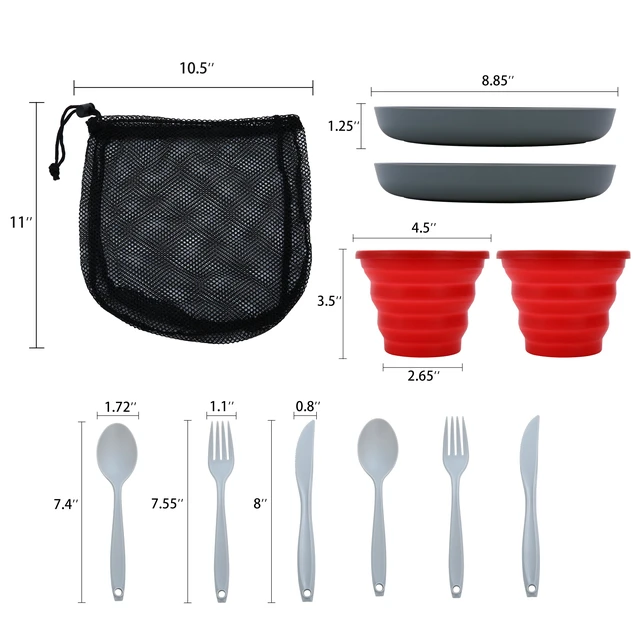 Alt view image 5 of 6 - 11-Piece Silicone Ozark Trail Camping Mess Kit