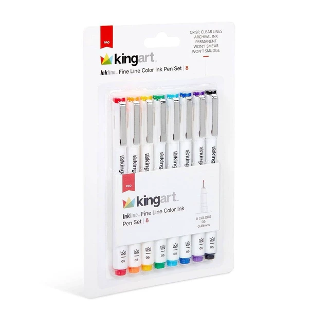 Alt view image 4 of 6 - KINGART Inkline Fine Line Art Pens Set - 8 Colors Japanese Ink Drawing Markers