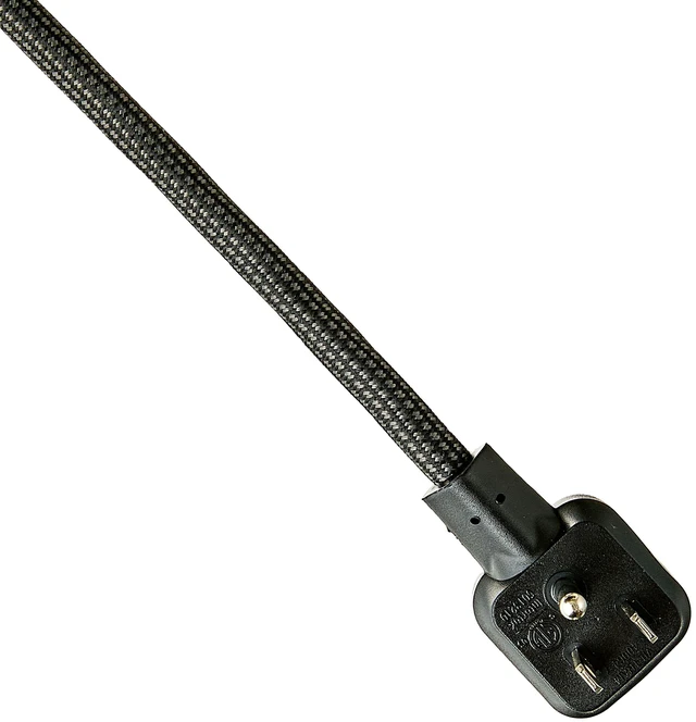 Alt view image 5 of 6 - Hyper Tough Flat Plug Extension Cord, 2ft, Braided, 3 Outlets, 3-Prong Grounded, Indoor, Black