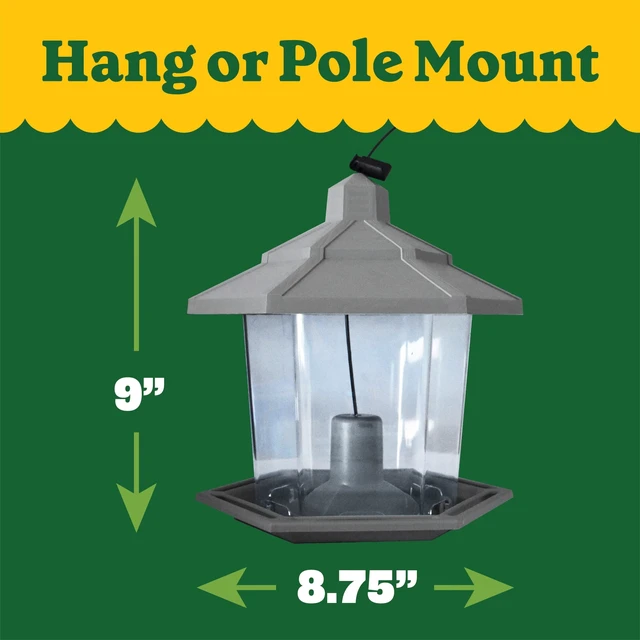 Alt view image 5 of 6 - Pennington Earth Smart Hopper Wild Bird Feeder, Gray Plastic, 2.5lb Capacity