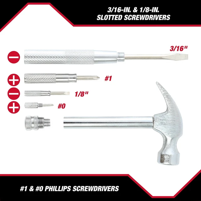 Alt view image 4 of 6 - Hyper Tough 5-in-1 Hammer & Screwdriver Set