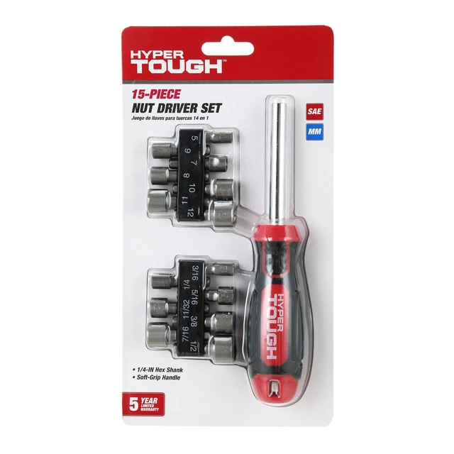 Alt view image 4 of 6 - Hyper Tough 8TS0085N 15-Piece Alloy Steel Nut Driver Screwdriver Set