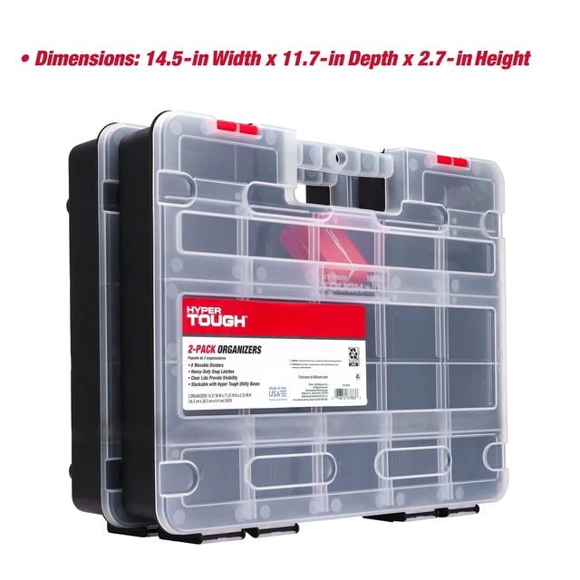Alt view image 3 of 6 - Hyper Tough 8 Movable Dividers Stackable Organizer 2-Pack, Plastic, 93512638