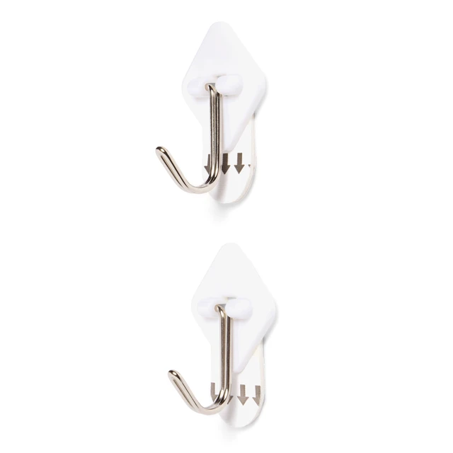 Alt view image 5 of 5 - Hyper Tough Removable Hinged Adhesive Hooks, White, 2 Count, 1 lb Capacity, 3 Pack