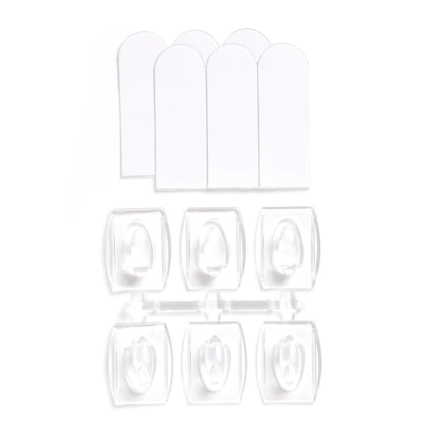Alt view image 6 of 6 - Hyper Tough Mini Removable Self-Adhesive Plastic Hooks, 18 Pieces, 0.5lb Capacity, Clear