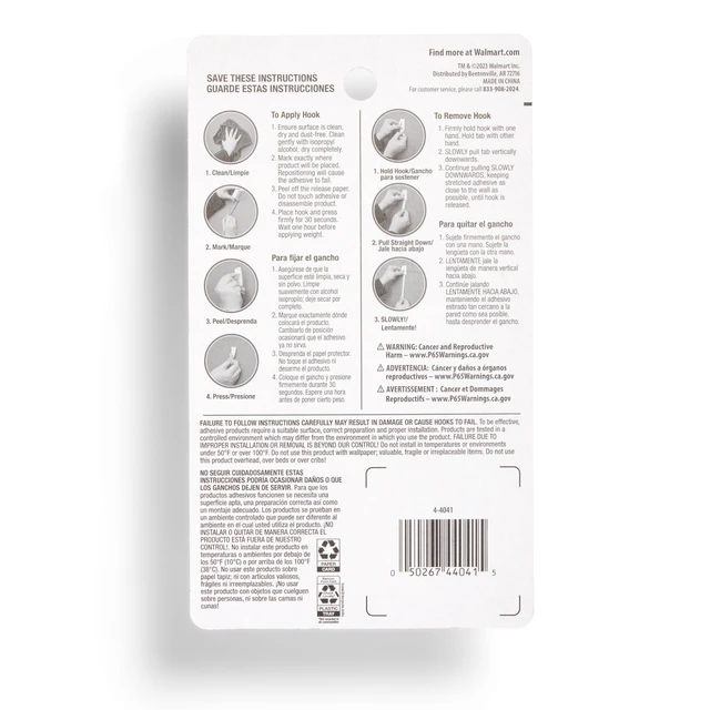 Alt view image 3 of 6 - Hyper Tough Mini Removable Self-Adhesive Plastic Hooks, 18 Pieces, 0.5lb Capacity, Clear