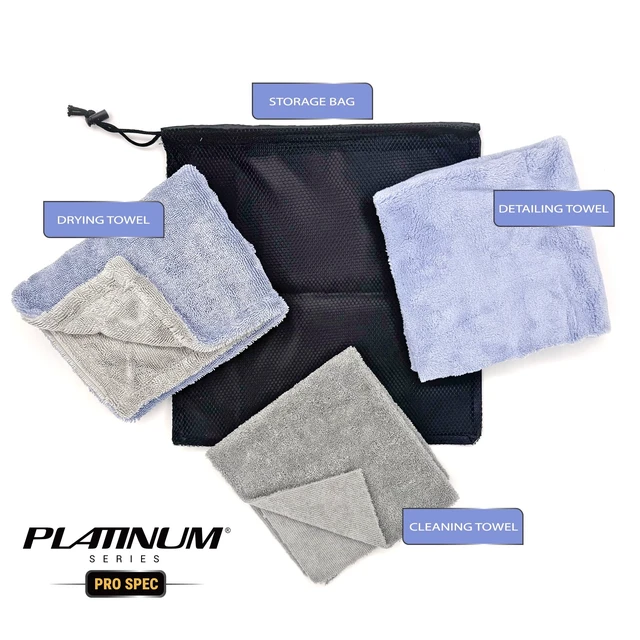 Alt view image 2 of 6 - Platinum Series Pro Spec Car Wash, Dry, and Detail Towel 3 Pack with Storage Bag