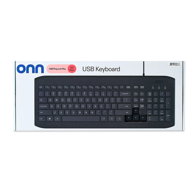 Alt view image 6 of 6 - Onn USB Keyboard, 104 Keys, 5ft Cable, Windows & Mac Compatible, Gray