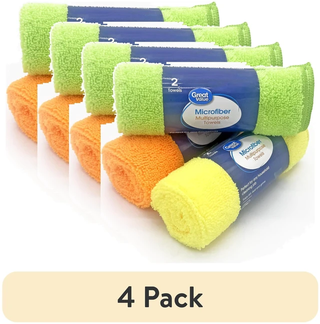 Main image of Great Value Multipurpose Microfiber Household Cleaning Cloths, 4 Pack, 2 Count, Multicolor