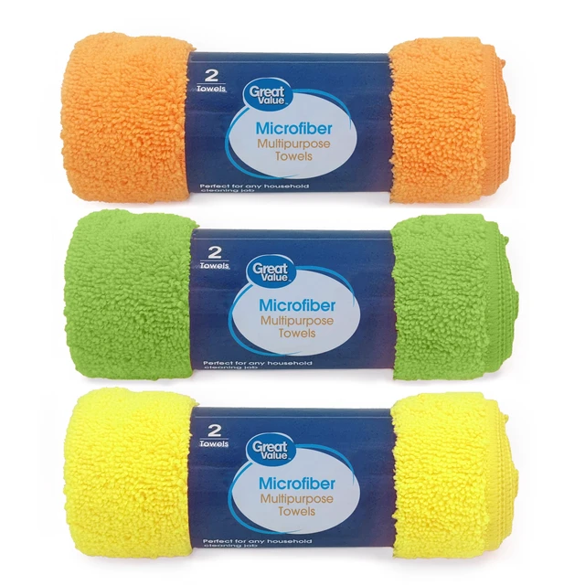 Alt view image 5 of 6 - Great Value Multipurpose Microfiber Household Cleaning Cloths, 4 Pack, 2 Count, Multicolor