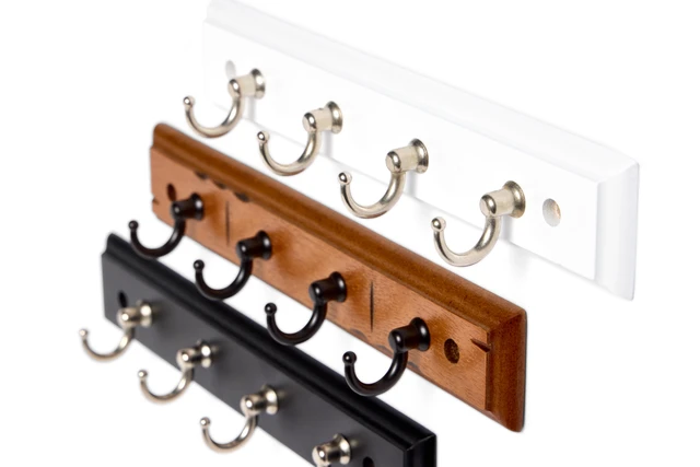 Alt view image 2 of 5 - Mainstays 8.75-Inch White Key Rail with 4 Satin Nickel Hooks, 2 Lbs Capacity for Keys, Mail, Leashes (1 Pack)