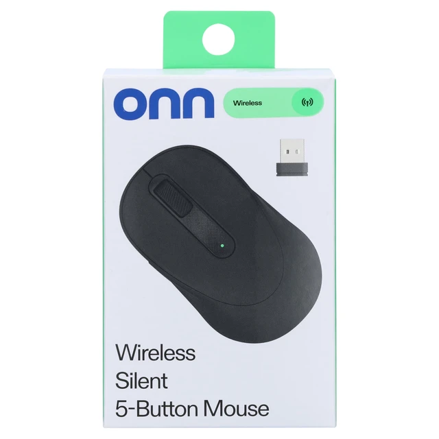 Alt view image 3 of 6 - Onn Silent Wireless Mouse 5 Buttons 1600DPI Gray Stone
