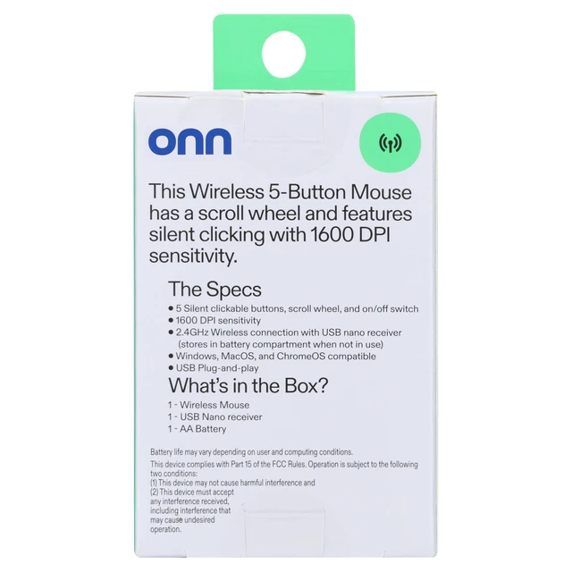 Alt view image 4 of 6 - Onn Silent Wireless Mouse 5 Buttons 1600DPI Gray Stone