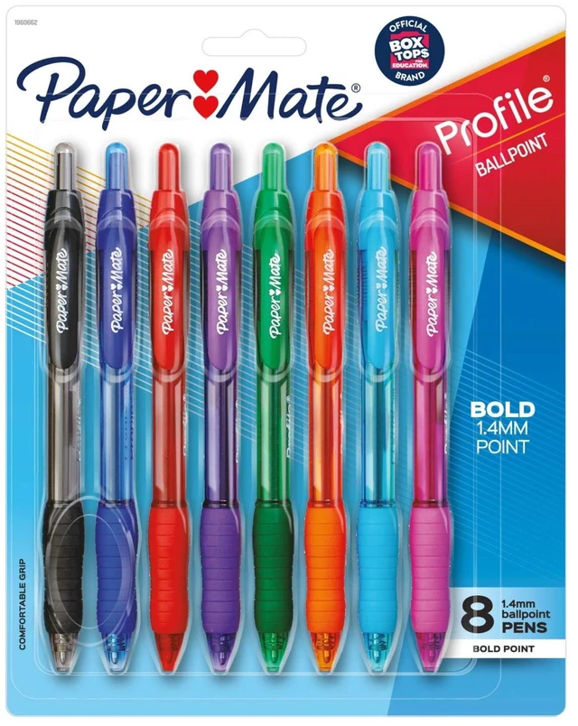 Main image of Paper Mate Profile Retractable Ballpoint Pen, Bold 1.4mm, Assorted Ink and Barrel Colors, 8-Pack