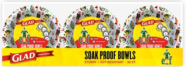 Alt view image 3 of 3 - Glad Elf Holiday 12oz Paper Bowls Mixed Pack 32CT Color Perf PDQ