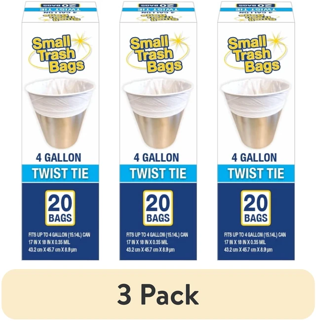 Main image of 3 Pack Basic 4Gallon Twist Tie Bathroom Bags, 20 Bags