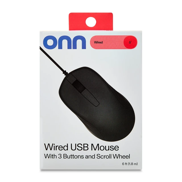Alt view image 3 of 6 - Onn Wired USB Mouse, 3-Button, Gray