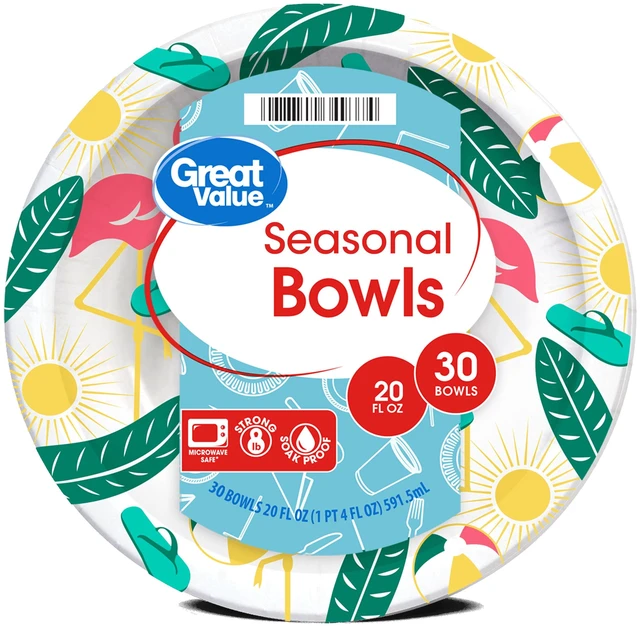 Alt view image 3 of 6 - Great Value Disposable Paper Bowls, 20 oz, 30 Count, Seasonal Design