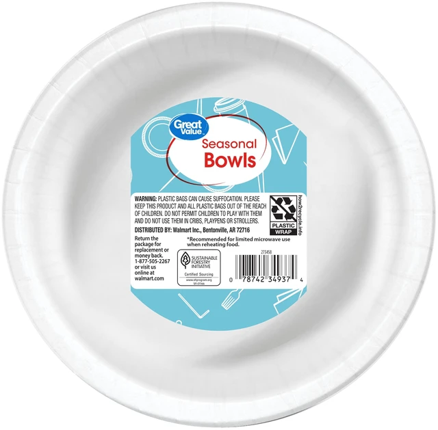 Alt view image 2 of 6 - Great Value Disposable Paper Bowls, 20 oz, 30 Count, Seasonal Design