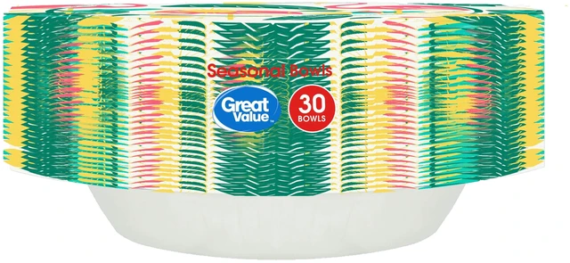 Alt view image 4 of 6 - Great Value Disposable Paper Bowls, 20 oz, 30 Count, Seasonal Design