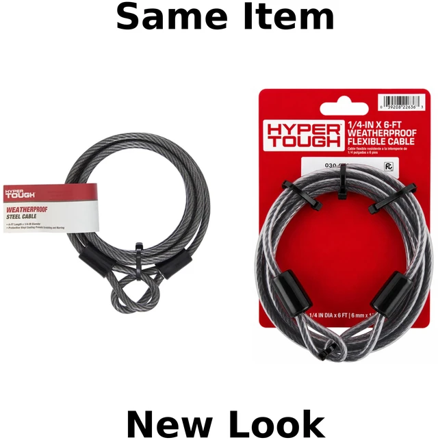 Alt view image 4 of 6 - Hyper Tough 6ft Braided Steel Security Cable, Vinyl Coated Open Loop Cable Lock, 1/4in. Diameter, Weather Resistant