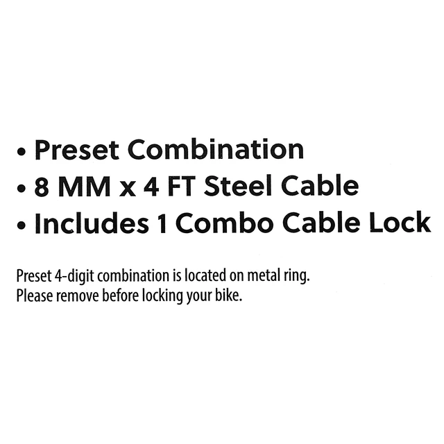 Alt view image 3 of 6 - Concord 8mm Combo Cable Bicycle Lock