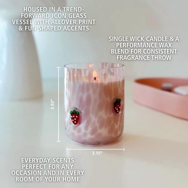 Alt view image 5 of 5 - Mainstays 1-Wick Art Glass Scented Jar Candle, Strawberry Breeze, 8.5oz