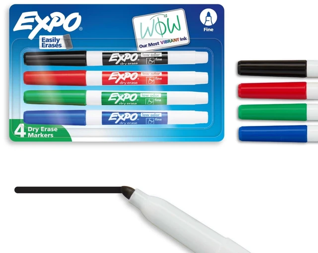 Main image of EXPO Dry Erase Markers, Fine Tip, Assorted Colors, 4 Count