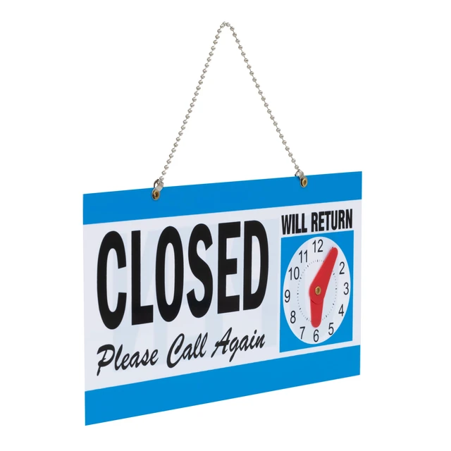 Alt view image 6 of 6 - Pen+Gear Reversible Open & Closed Sign, 5.9x11.4in, Durable PP Material, Customizable Clock