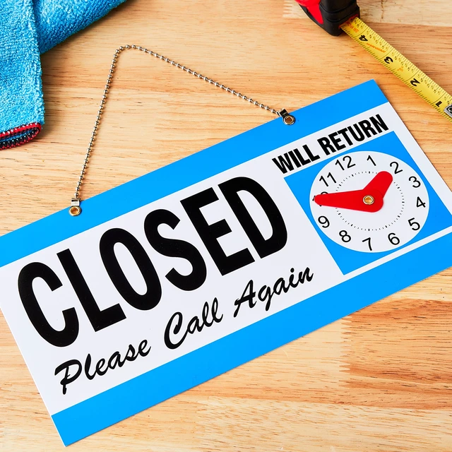 Alt view image 5 of 6 - Pen+Gear Reversible Open & Closed Sign, 5.9x11.4in, Durable PP Material, Customizable Clock
