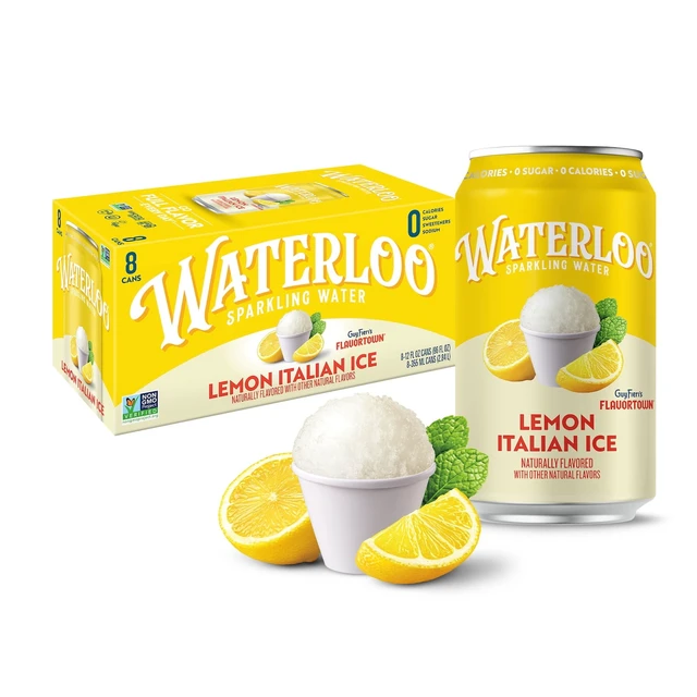 Alt view image 4 of 5 - Waterloo Sparkling Water, Lemon Italian Ice, 12fl oz, 8-Pack Cans