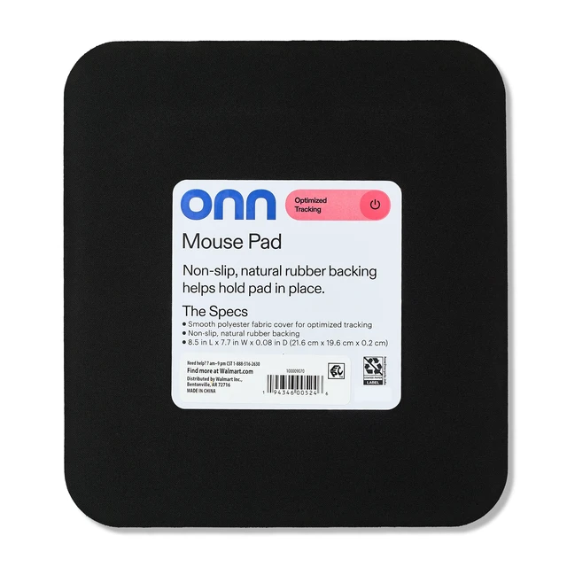 Alt view image 5 of 7 - Onn Mouse Pad, Square, Polyester Surface with Non-Slip Natural Rubber Backing, Black