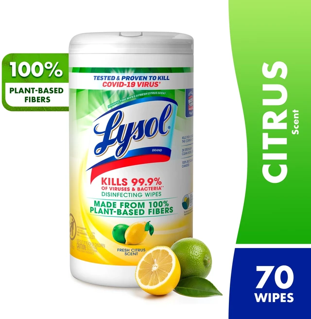 Main image of Lysol Disinfectant Wipes, Plant Based Multi-Surface, Fresh Citrus, 70 Count