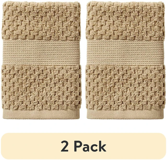 Main image of Better Homes & Gardens Signature Soft Cotton Popcorn Textured Washcloth (2 Pack) Almond Biscuit